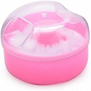 2 Pcs Baby After-Bath Powder Puff Sponge Box Kit Dispensor DIY Make up Cosmetic Loose Powder Jar Container Case (Pink)