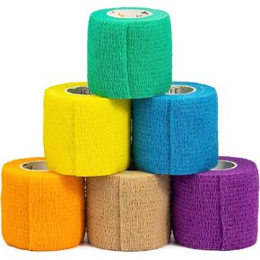 24 Pack Self Adhesive Bandage Wrap, 2" x 5 Yards Multicolor Breathable Elastic Bandage Wrap for People & Pets - Athletic Elastic Cohesive Bandage for Sports Injury: Ankle, Knee & Wrist sprains