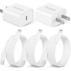 iPhone 14 13 12 Charger Fast Charging, 2 Pack 20W Fast PD USB C Wall Charger Adapter with 3Pack 6Ft USB C to Lightning Cable (MFi Certified) for 14/14 Plus/14 Pro/14 Pro Max/13/ Yellow