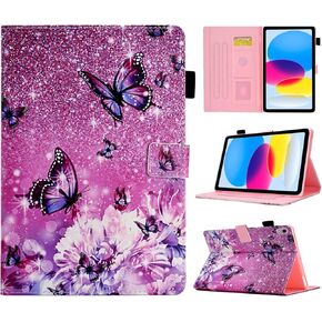 for iPad 10th Generation Case (10.9-inch, 2022 Version), Premium PU Leather Smart Folio Stand Cover Case for iPad 10th Generation 10.9 inch Tablet with Auto Wake/Sleep, Blue Butterfly