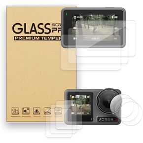[9 PCS] Tempered Glass Screen Protector Film for DJI OSMO Action 4 Camera+3PCS Front and Back Screen Protector+3PCS Lens Film Foil+3PCS Lens protection cover for Action4 Camera Accessory