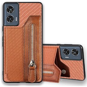 for Moto Edge 2024 Case, Motorola Edge 5G 2024 Wallet Case PU Learher Embossed Carbon Fiber Pattern | Credit Card Slots Back Wallet Cover | Double Magnetic Buttons Flip Cover -Blue