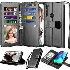 NJJEX Compatible for Mototola G Stylus 2020 Case/Moto G Stylus Wallet Case 2020, [9 Card Slots] PU Leather ID Credit Holder Folio Flip [Detachable] Kickstand Magnetic Phone Cover & Lanyard -Rose Gold