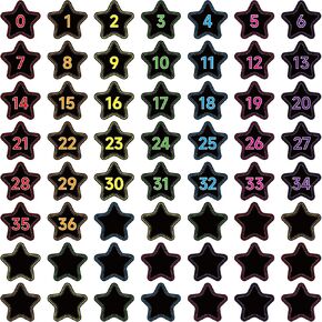 chiazllta 56PCS Numbers Magnetic Accents Star Magnetic Numbers 0-36 and 19 Blank Star Magnets Cutouts Colorful Blank Magnets Labels Bulletin Board Decorations Educational Tools in Kuwait