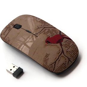 [ Optical 2.4G Wireless Mouse [ Book Art Red Bird Branch Fairytale ]
