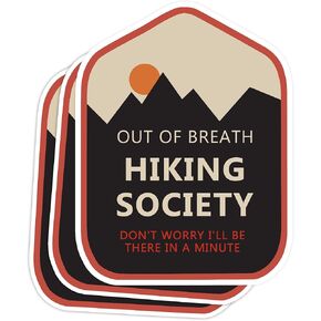 (3pcs) Out of Breath Hiking Society Sticker, Car Camping Sticker, Forest Stickers, Hiking Stickers, Camping Stickers