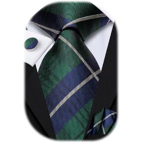 Hi-Tie 63inches Champagne Satin Ties for Men Extra Long Jacquard Silk Business Wedding Necktie Pocket Suqare Cufflinks Set
