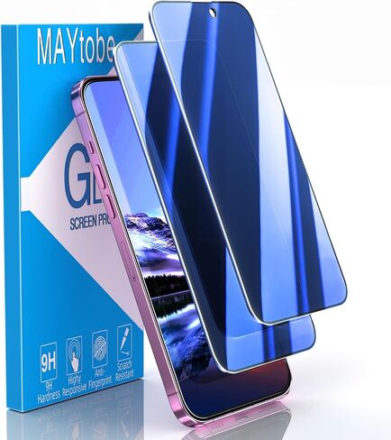 MAYtobe [2-Pack Privacy Screen Protector Designed for iPhone 16 Plus Anti-Blue Light Tempered Glass, Eye Protection, Blue Anti-Spy, Colorful Gradient, Anti-Scratch in Saudi Arabia
