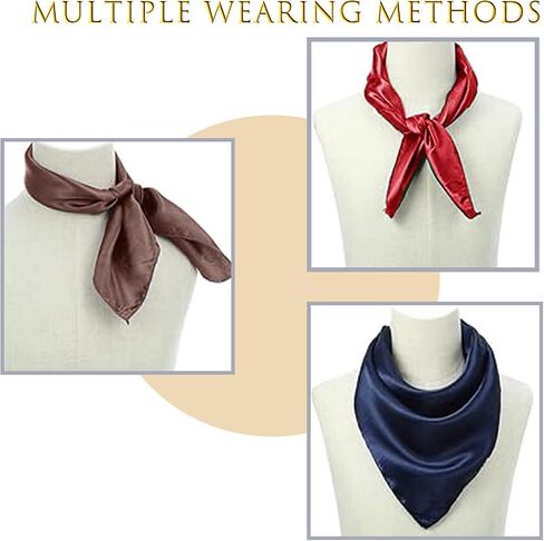 ZMC 3PCS Satin Square Head Scarf, 35’’ Hair Silk Scarves Solid Color Large Satin Hair Scarves Bandanas Square Silk Hair Wrap Neck Scarf for Women(A) in Saudi Arabia