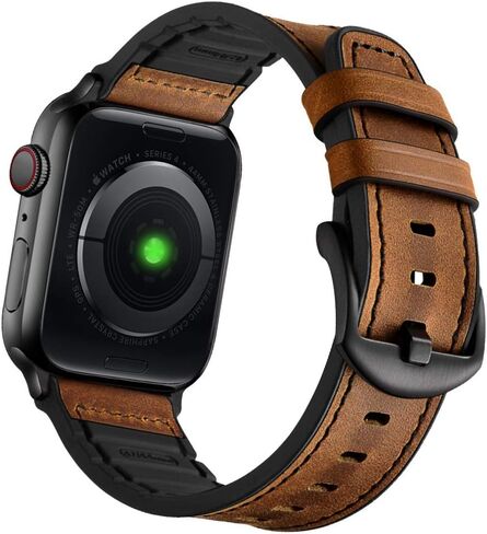 متوافق مع سوار ساعة Apple مقاس 49 مم 46 مم 45 مم 44 مم 42 مم، أساور iWatch المصنوعة من جلد السيليكون الهجين للرجال والنساء، حزام iWatch الرياضي القديم البديل للسلسلة Ultra 2 1 10 9 8 7 6 5 SE in Kuwait