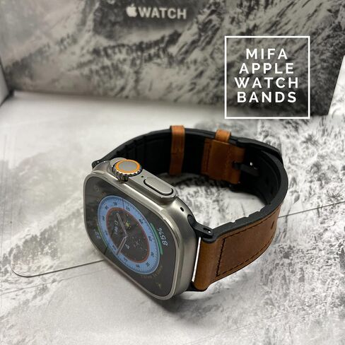متوافق مع سوار ساعة Apple مقاس 49 مم 46 مم 45 مم 44 مم 42 مم، أساور iWatch المصنوعة من جلد السيليكون الهجين للرجال والنساء، حزام iWatch الرياضي القديم البديل للسلسلة Ultra 2 1 10 9 8 7 6 5 SE in Kuwait