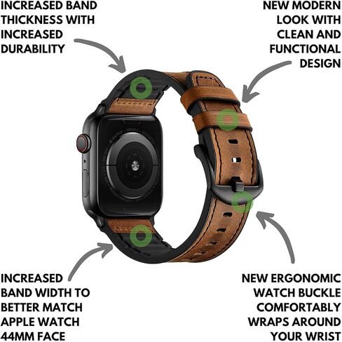 متوافق مع سوار ساعة Apple مقاس 49 مم 46 مم 45 مم 44 مم 42 مم، أساور iWatch المصنوعة من جلد السيليكون الهجين للرجال والنساء، حزام iWatch الرياضي القديم البديل للسلسلة Ultra 2 1 10 9 8 7 6 5 SE in Kuwait