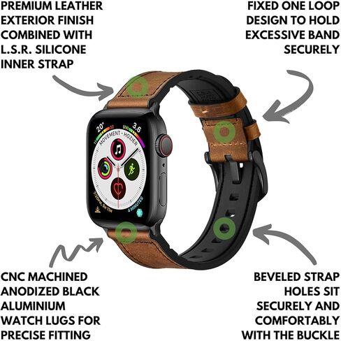 متوافق مع سوار ساعة Apple مقاس 49 مم 46 مم 45 مم 44 مم 42 مم، أساور iWatch المصنوعة من جلد السيليكون الهجين للرجال والنساء، حزام iWatch الرياضي القديم البديل للسلسلة Ultra 2 1 10 9 8 7 6 5 SE in Kuwait