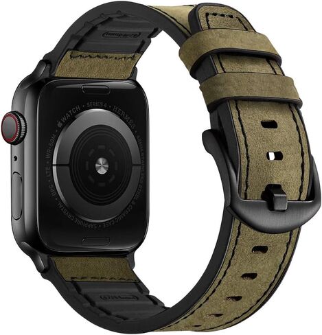 متوافق مع سوار ساعة Apple مقاس 49 مم 46 مم 45 مم 44 مم 42 مم، أساور iWatch المصنوعة من جلد السيليكون الهجين للرجال والنساء، حزام iWatch الرياضي القديم البديل للسلسلة Ultra 2 1 10 9 8 7 6 5 SE in Kuwait