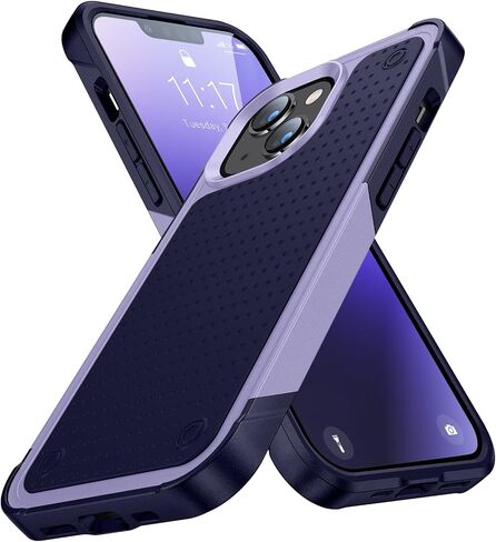 Designed for iPhone 14 Plus Case 2 in 1 Gift Militay Grade Drop Protective Rugged Heavy Duty Cover Shockproof Case for iPhone 14 Plus Phone Case for Women Men boy Girl (Purple+Blue) in Saudi Arabia