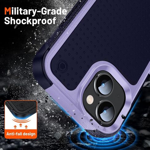Designed for iPhone 14 Plus Case 2 in 1 Gift Militay Grade Drop Protective Rugged Heavy Duty Cover Shockproof Case for iPhone 14 Plus Phone Case for Women Men boy Girl (Purple+Blue) in Saudi Arabia