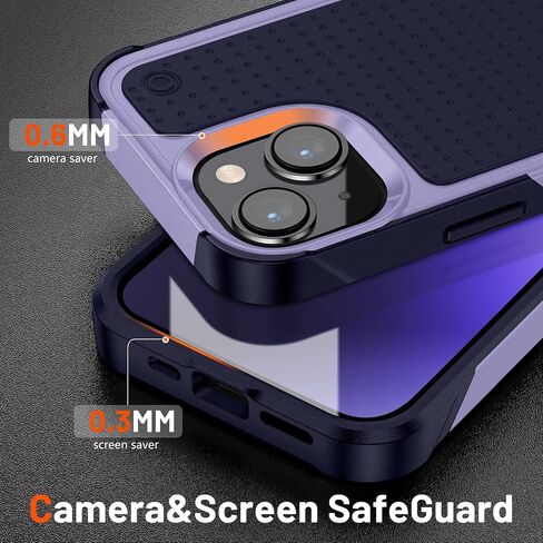 Designed for iPhone 14 Plus Case 2 in 1 Gift Militay Grade Drop Protective Rugged Heavy Duty Cover Shockproof Case for iPhone 14 Plus Phone Case for Women Men boy Girl (Purple+Blue) in Saudi Arabia