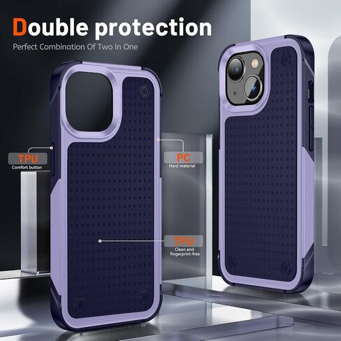 Designed for iPhone 14 Plus Case 2 in 1 Gift Militay Grade Drop Protective Rugged Heavy Duty Cover Shockproof Case for iPhone 14 Plus Phone Case for Women Men boy Girl (Purple+Blue) in Saudi Arabia
