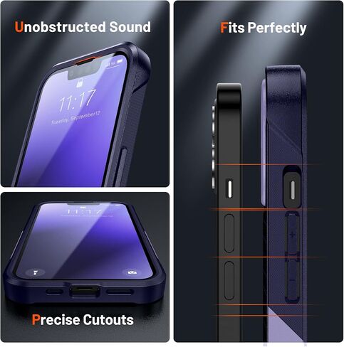 Designed for iPhone 14 Plus Case 2 in 1 Gift Militay Grade Drop Protective Rugged Heavy Duty Cover Shockproof Case for iPhone 14 Plus Phone Case for Women Men boy Girl (Purple+Blue) in Saudi Arabia