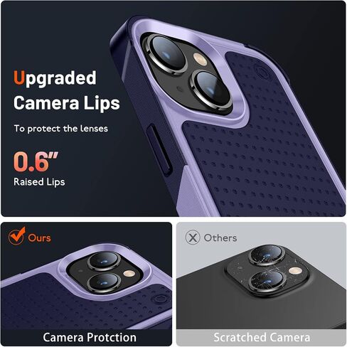 Designed for iPhone 14 Plus Case 2 in 1 Gift Militay Grade Drop Protective Rugged Heavy Duty Cover Shockproof Case for iPhone 14 Plus Phone Case for Women Men boy Girl (Purple+Blue) in Saudi Arabia