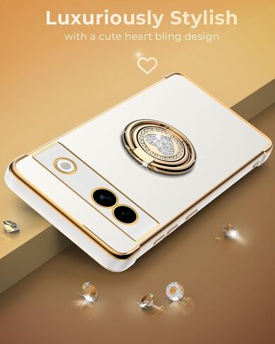 حافظة XYZ لهاتف Google Pixel 9 Pro XL مع حامل، حافظة Pixel 9 Pro XL مع حلقة مزدوجة، حافظة واقية فاخرة على شكل قلب للسيدات والفتيات لهاتف Google Pixel 9 Pro XL، أسود in Kuwait