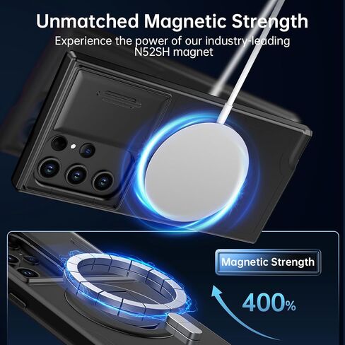 FUNMIKO for Samsung Galaxy S22 Ultra Case with Sliding Camera Lens Cover - Wireless Charging Compatible - Magnetic Kickstand - Shockproof Protective Phone Case 6.8" for Men Women Girls - Black in Saudi Arabia