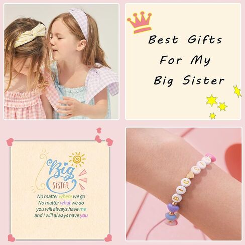 Big Sister Gifts for Girls Big Sister Bracelet for Toddler Daughter Niece Big Sis Bracelet Matching Outfits Big Sister Announcement Jewelry for Girls Big Sister Charm Birthday Gifts in Kuwait
