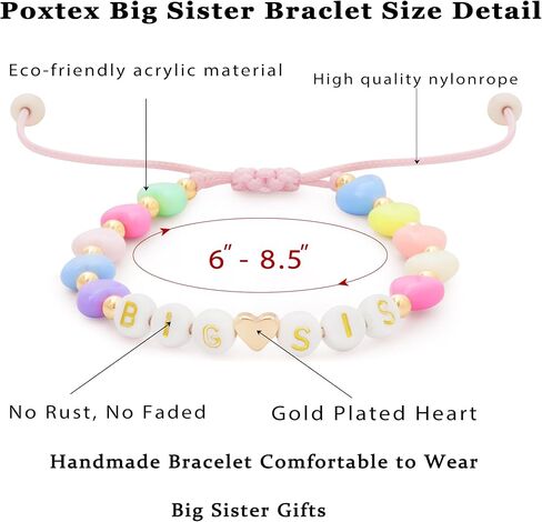 Big Sister Gifts for Girls Big Sister Bracelet for Toddler Daughter Niece Big Sis Bracelet Matching Outfits Big Sister Announcement Jewelry for Girls Big Sister Charm Birthday Gifts in Kuwait