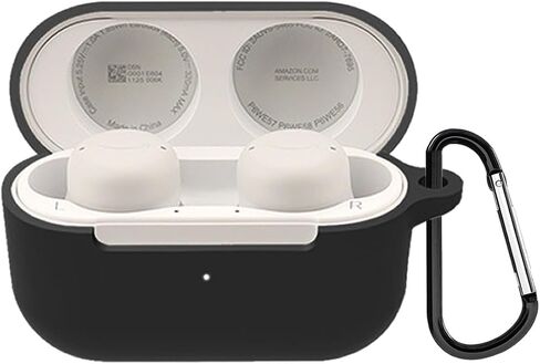 متوافق مع حافظة Echo Buds الثانية، غطاء جلدي مقاوم للصدمات من مطاط السيليكون مع ملحقات سلسلة مفاتيح متوافقة مع Echo Buds 2 إصدار 2021 باللون الأسود in Kuwait