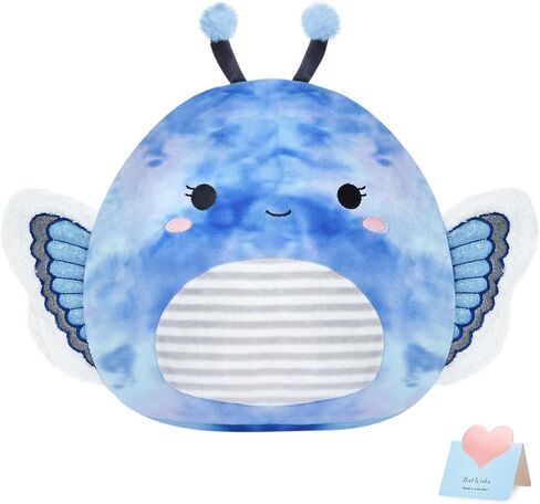 Houwsbaby 12" Light Up Butterfly Plush Pillow with LED Blue Butterfly Stuffed Animal Plush Toy Plushie Toy Squishy Pillow Birthday Christmas Valentine Gifts for Kids Boys Girls in Saudi Arabia