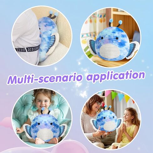 Houwsbaby 12" Light Up Butterfly Plush Pillow with LED Blue Butterfly Stuffed Animal Plush Toy Plushie Toy Squishy Pillow Birthday Christmas Valentine Gifts for Kids Boys Girls in Saudi Arabia
