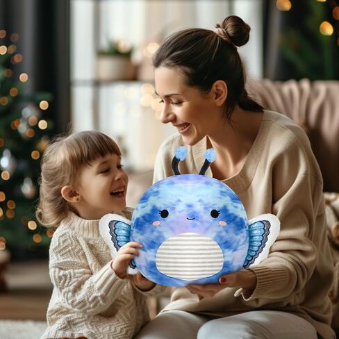 Houwsbaby 12" Light Up Butterfly Plush Pillow with LED Blue Butterfly Stuffed Animal Plush Toy Plushie Toy Squishy Pillow Birthday Christmas Valentine Gifts for Kids Boys Girls in Saudi Arabia