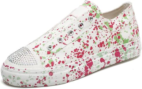 Women Loafer Slip on Sneakers Canvas Shoes Low Fashion Comfortable Walking Shoes in Saudi Arabia