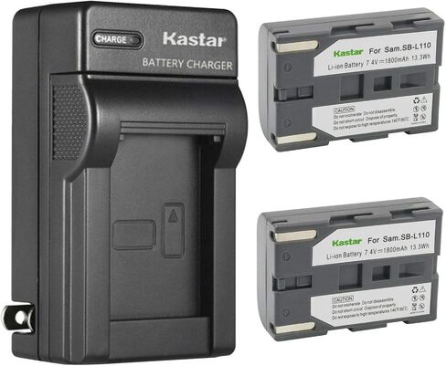 قطعة واحدة من بطارية SB-L110 وشاحن حائط تيار متردد من Kastar لأجهزة Samsung SC-D60، SC-D67، SC-D70، SC-D73، SC-D75، SC-D77، SC-D80، SC-D86، SC-D87، SC-D93، SC-D99، VM-C5000، VM-B710، VP-D10، في بي-D101 in Kuwait