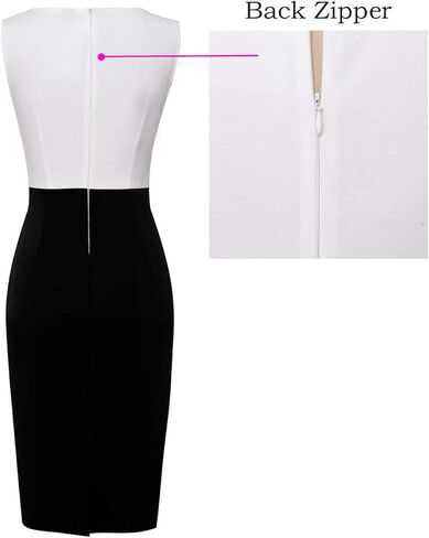 VFSHOW Womens Wear to Work Fitted Sleeveless Front Zipper Pencil Sheath Dress Business Party Office Colorblock Crisscross Waist Flattering Bodycon Dress (Hot Pink, XX-Large) 10720 HPIK XXL in Saudi Arabia