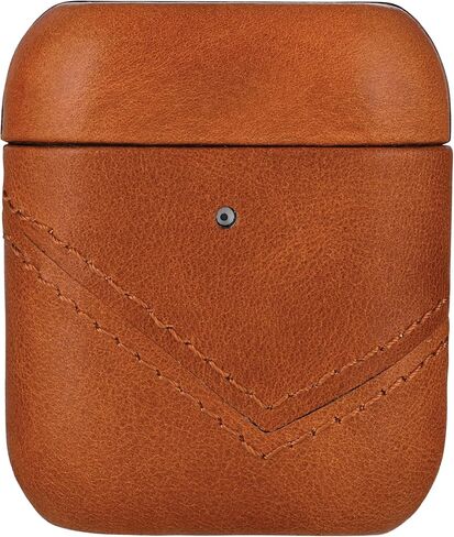 Bullstrap Premium Leather Case Compatible with Apple AirPods 1 & 2, Wireless Charging, Two-Piece Design, Terra in Saudi Arabia