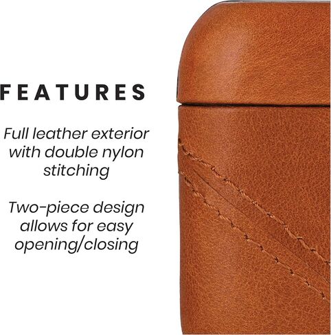 Bullstrap Premium Leather Case Compatible with Apple AirPods 1 & 2, Wireless Charging, Two-Piece Design, Terra in Saudi Arabia