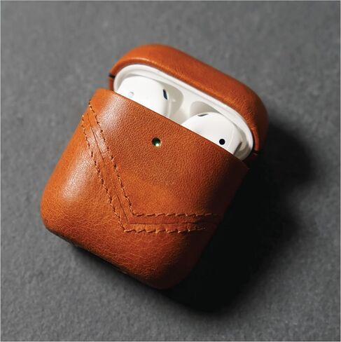 Bullstrap Premium Leather Case Compatible with Apple AirPods 1 & 2, Wireless Charging, Two-Piece Design, Terra in Saudi Arabia