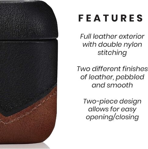 Bullstrap Premium Leather Case Compatible with Apple AirPods 1 & 2, Wireless Charging, Two-Piece Design, Terra in Saudi Arabia