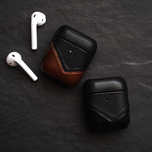 Bullstrap Premium Leather Case Compatible with Apple AirPods 1 & 2, Wireless Charging, Two-Piece Design, Terra in Saudi Arabia