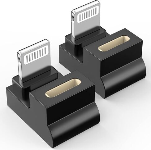 90 Degree Lightning Male to USB C Female Adapter (2 Pack),PD Fast Charging&Data Transfer for iPhone 14/13/12/11/XS/XR/SE,iPad,iPod,Airpods,Not for Audio/OTG in Kuwait