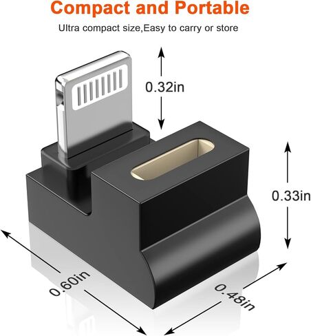 90 Degree Lightning Male to USB C Female Adapter (2 Pack),PD Fast Charging&Data Transfer for iPhone 14/13/12/11/XS/XR/SE,iPad,iPod,Airpods,Not for Audio/OTG in Kuwait