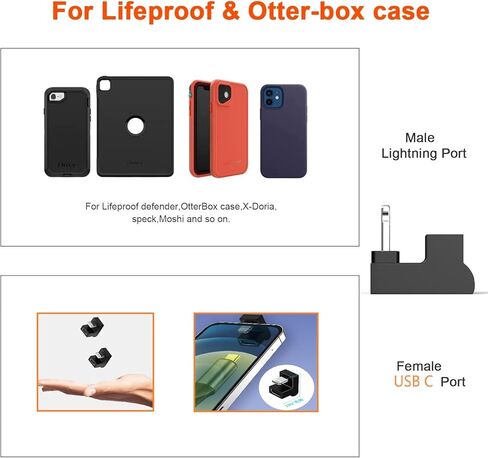 90 Degree Lightning Male to USB C Female Adapter (2 Pack),PD Fast Charging&Data Transfer for iPhone 14/13/12/11/XS/XR/SE,iPad,iPod,Airpods,Not for Audio/OTG in Kuwait