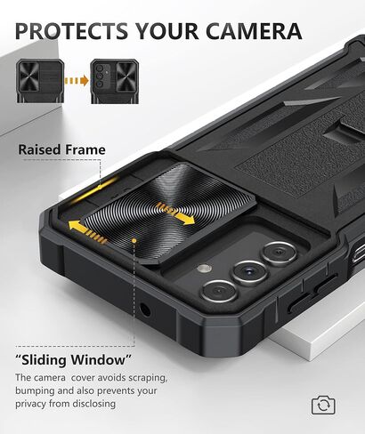 Case for Samsung Galaxy A13 5G: Rugged Protective A13 Cell Phone Cover with Kickstand & Slide - Shockproof TPU Matte Textured Bumper Design Military Drop Proof Protection - Pink Purple in Kuwait