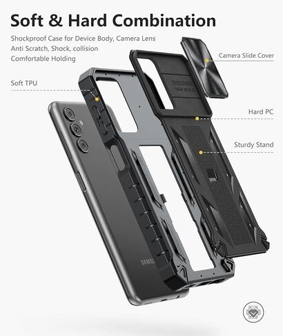 Case for Samsung Galaxy A13 5G: Rugged Protective A13 Cell Phone Cover with Kickstand & Slide - Shockproof TPU Matte Textured Bumper Design Military Drop Proof Protection - Pink Purple in Kuwait