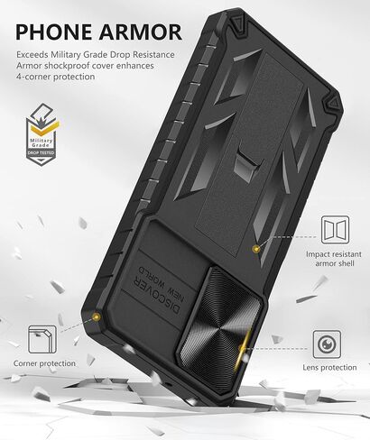 Case for Samsung Galaxy A13 5G: Rugged Protective A13 Cell Phone Cover with Kickstand & Slide - Shockproof TPU Matte Textured Bumper Design Military Drop Proof Protection - Pink Purple in Kuwait