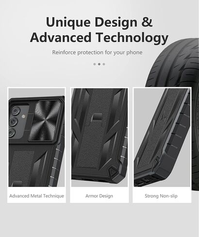 Case for Samsung Galaxy A13 5G: Rugged Protective A13 Cell Phone Cover with Kickstand & Slide - Shockproof TPU Matte Textured Bumper Design Military Drop Proof Protection - Pink Purple in Kuwait