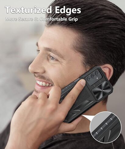 Case for Samsung Galaxy A13 5G: Rugged Protective A13 Cell Phone Cover with Kickstand & Slide - Shockproof TPU Matte Textured Bumper Design Military Drop Proof Protection - Pink Purple in Kuwait