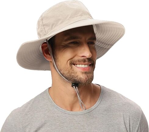 Rosoz Sun Hat for Men Women Boonie Bucket Hat Wide Brim Breathable Cooling Fishing Hats Safari Beach Garden UV Protection in Saudi Arabia