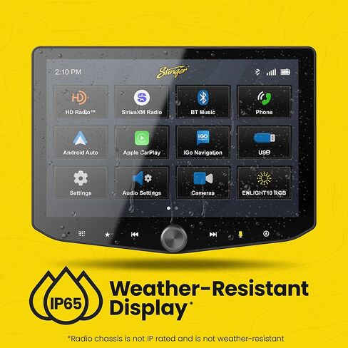 Stinger HORIZON10 10.1 بوصة Toyota Tacoma (2016-23) ستيريو 1280x800 HD راديو يعمل باللمس، Apple CarPlay/Android Auto لاسلكي، بلوتوث 5.1، شاشة IP65 مقاومة للطقس، HDMI، 4 كاميرا و3 مداخل USB in Kuwait